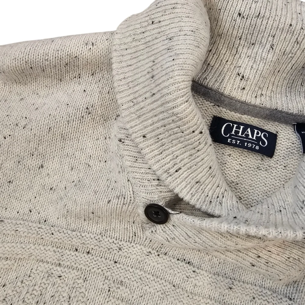 Chaps Men's Speckled Cream Turtleneck Sweater